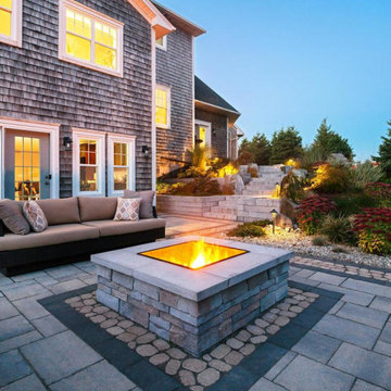 Backyard Landscape Project With Fire Pit Area