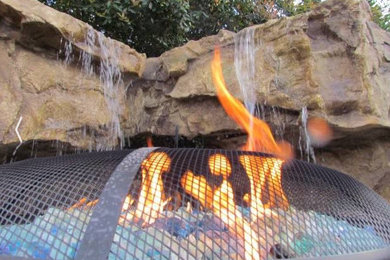 Custom Fire Pit with waterfall feature