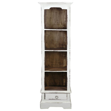 Sunset Trading Cottage Narrow Bookcase | Distressed White