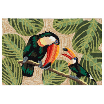 Frontporch Two Cute Toucans Indoor/Outdoor Rug Neutral 1'8"x2'6"