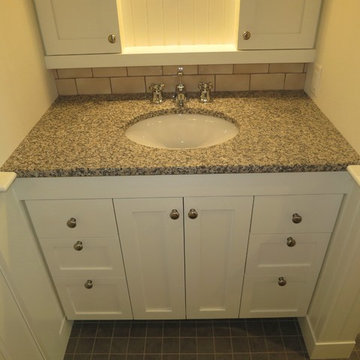 Custom fit bathroom vanity and medicine cabinet