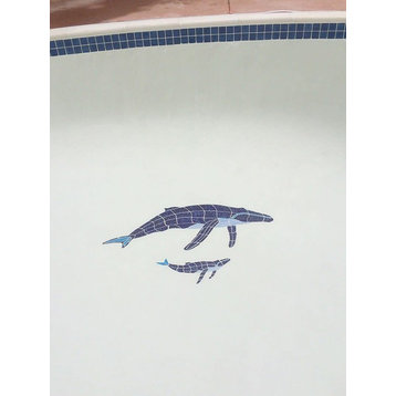Humpback Whale & Baby Ceramic Swimming Pool Mosaic 60"x31"