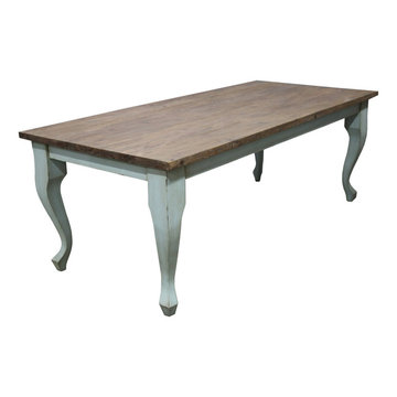 Compton Traditional Two Tone Teak Wood Cabriole Leg Dining Table