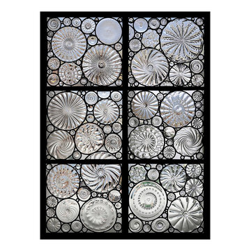 Ocean Themed Hand Blown Roundel Entryway Double Doors