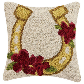 Gold Horseshoe WithFlowers Hook Pillow