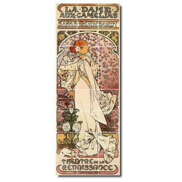 Alphonse Mucha Poster Art Painting Ceramic Tile Mural #17, 12.75"x34"