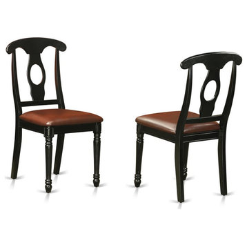 East West Furniture Kenley 38" Faux Leather Dining Chairs in Black (Set of 2)