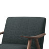 Fabric Upholstered Accent Chair With Curved Armrests, Dark Gray