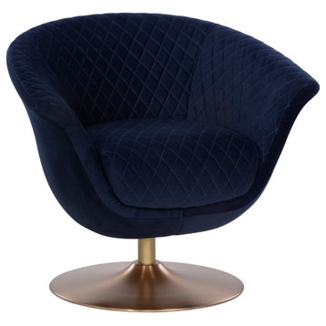 Carine Swivel Lounge Chair Quilted Abbington Navy