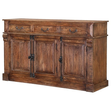 Ansonia Rustic Solid Wood 3 Drawer Sideboard 2 Cabinet