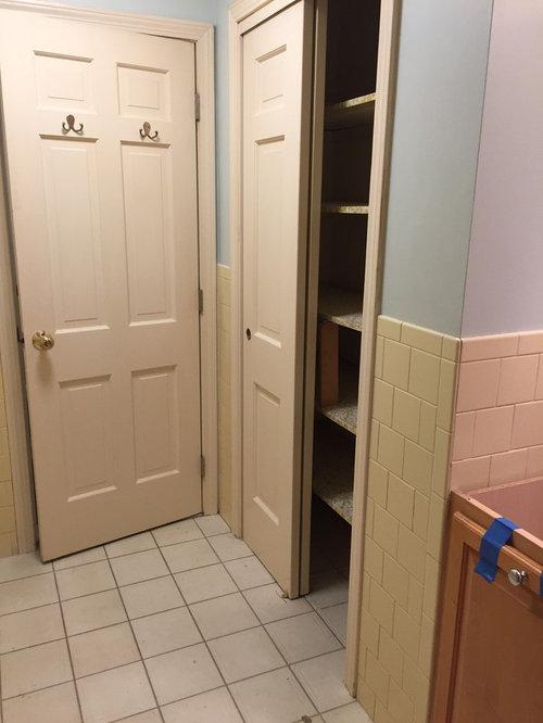 How To Update Linen Closet In Main Kids Guest Bathroom - Bathroom Linen Closet Door Ideas