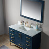 Joy Bathroom Sink Vanity Set, White Marble Top, Blue, 48"