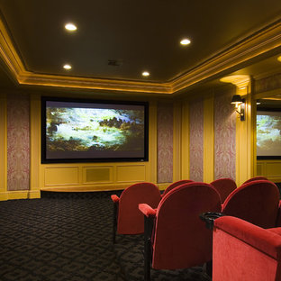 Inspiration for a timeless home theater remodel in Bridgeport