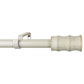 1" Diameter Bamboo Curtain Rod, 48"-84", Gilded French White
