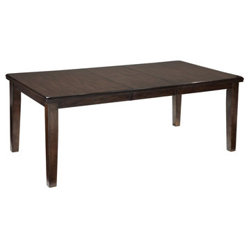 Transitional Dining Table, Rectangular Top With Rounded Corners & Butterfly Leaf