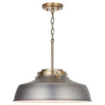 Austin Allen & Co - Austin Allen & Co Oakwood - One Light Pendant, Antique Nickel Finish - 1 Light Metal Pendant with Antique Nickel Finish  Requires 1 - 100 Watt (Max.) E26 Medium base bulbs (not included)   UL listed. Rated for Dry locations.   Includes 1 feet of chain and 6 feet of wire for maximum adjustability   Full Fixture Dimensions: 18" 57.75"H   Fixture must be hardwired, professional installation recommended.   Canopy Dimensions (included): 5"W x 0.75"He+���   Foyer/Entryway/Kitchen/Dining Room/Hallway/Stairway/Living Room/Bedroom Mounting Direction: Ceiling  Canopy Included: Yes  Canopy Diameter: 5 x 0.75Oakwood One Light Pendant Antique Nickel *UL Approved: YES *Energy Star Qualified: n/a  *ADA Certified: n/a  *Number of Lights: Lamp: 1-*Wattage:100w E26 Medium Base bulb(s) *Bulb Included:No *Bulb Type:E26 Medium Base *Finish Type:Antique Nickel