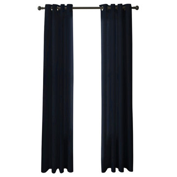 Pointehaven Curtains With Black Grommets, Set Of 2, Blue, 50"x 108"