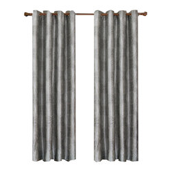 Royal Tradition - Lexington Jacquard Grommet-Top Panels, Set of 2, Silver, 104"x63" - Curtains