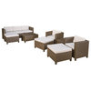 GDF Studio 10-Piece Alice Outdoor Wicker Sofa Collection With Cushions, Brown/Ce