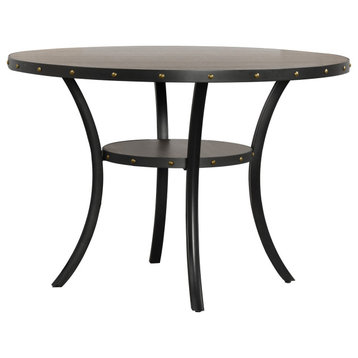 Benzara BM272082 48" Round Wood Dining Table With Flared Legs, Gray