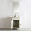 Piedmont 24" Single Vanity With White Marble Top, Antique White, With Mirror