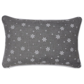 Santa Sleigh & Reindeers Gray Rectangular Throw Pillow