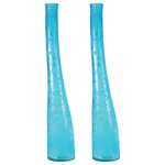 Elk Home - Voile Bottle (23-inch) - Set of two 23 inch high decorative bottle/vases. Made from glass. Textured turquoise finish.