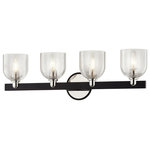 Troy Lighting - Munich 4 Light Vanity,Carbide Black & Polished Nickel Finish,Clear Ribbed Glass - Features: