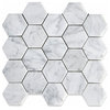 Carrara White Venato Marble 3" Hexagon Mosaic Wall Floor Tile Polished, 1 sheet