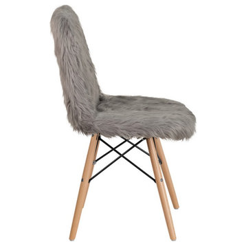 Faux Yeti Fur Accent Chair, Gray