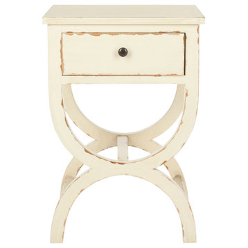 Casey Accent Table With Storage Drawer Distressed Vanilla