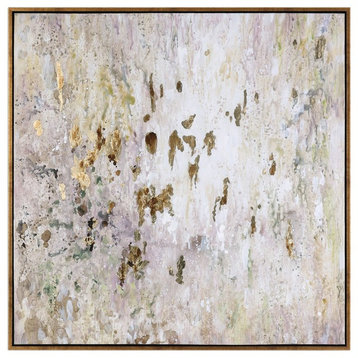 Oversize 60" Abstract Oil Painting, Wall Art Artwork Gold White Brown