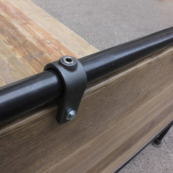 Amy Dark Steel Pipe & Reclaimed Industrial Scaffolding Board Double Bed Frame - Headboards