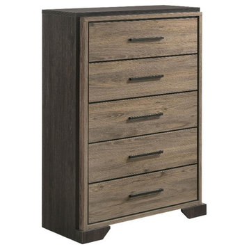 Coaster Baker Farmhouse 5-Drawer Farmhouse Wood Chest in Brown and Light Taupe