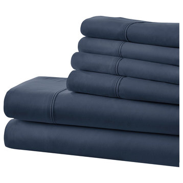Becky Cameron Premium Ultra Soft Luxury 6-Piece Bed Sheet Set, Navy, Twin Xl