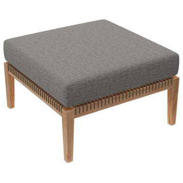 Clearwater Outdoor Patio Teak Wood Ottoman, Gray Graphite