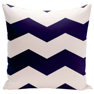 Geometric Decorative Outdoor Pillow, Navy, 18"x18"