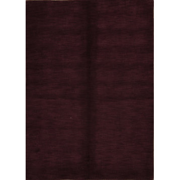 Gabbeh Modern Tribal Hand-Knotted Indian Oriental Area Rug, Purple, 6'5"x4'7"