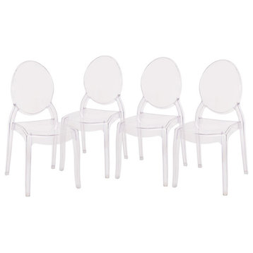 Flash Furniture Set of 4 Crystal Wide Ghost Chairs With Clear ZH-GHOST-OVR-4-GG