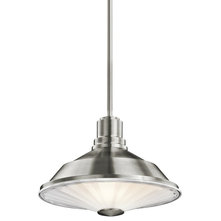 Shop Portfolio 12-in W Point Judith Stainless Steel Pendant Light with Frosted S