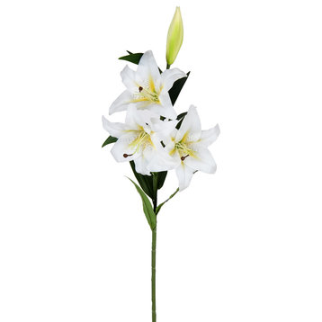 Vickerman Artificial Real Touch Lily Spray, White