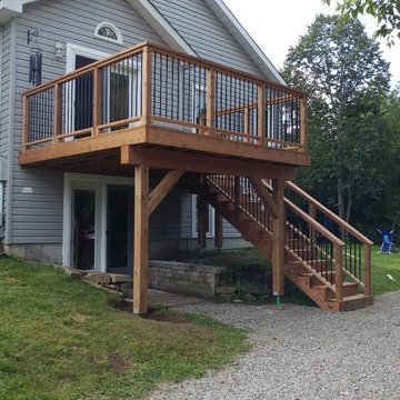 Second floor pressure treated deck with aluminum balusters