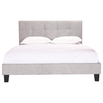 63 Inch Queen Bed Light Grey Fabric Grey Contemporary