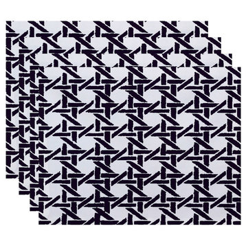18"x14" Rattan Geometric Geometric Print Placemats, Set of 4, Purple