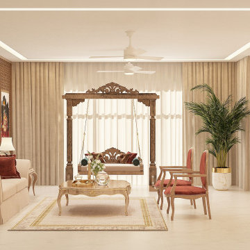 Vibrant Living Room | Prestige White Meadows | Indian Design | Artis Interiorz