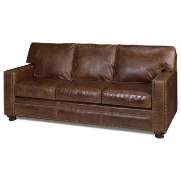 Leather Sofa  Classic Nailhead  Wood  Top Grain Leather  Hand-Crafted