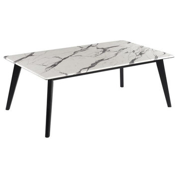 Coaster Bayhill Wood Rectangle Faux Marble Top Coffee Table Black and White