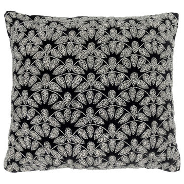 NOORI HOME Sparkle Handmade Beaded Lana Throw Pillow, Black (18"x18"x4")