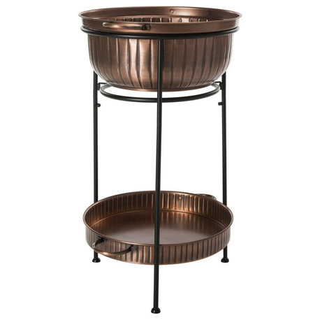 Safavieh Outdoor Naka Beverage Tub WithStand Antique Copper/Black
