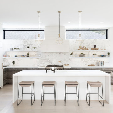 White Kitchen with Black Windows